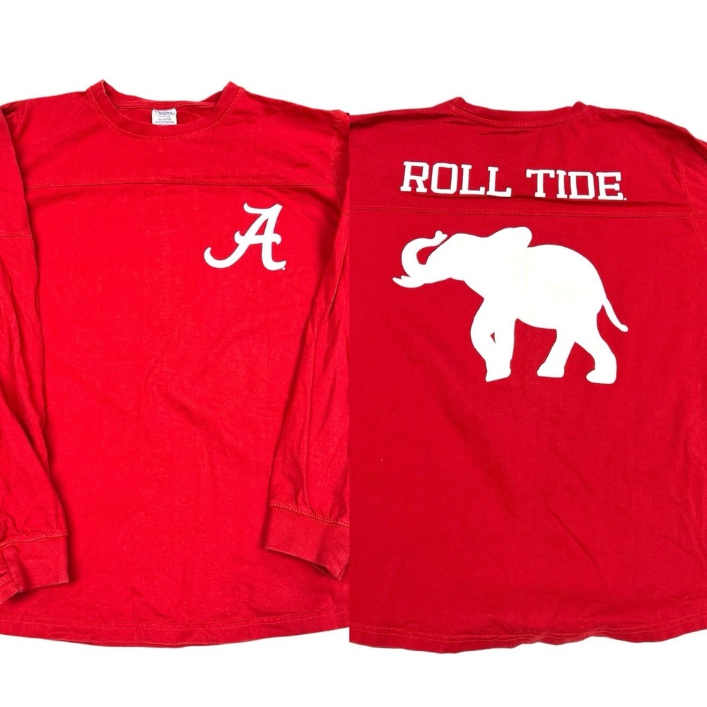 Alabama Crimson Tide Pressbox Shirt‎ Men M Red Spell Out Long Sleeve Roll Tide